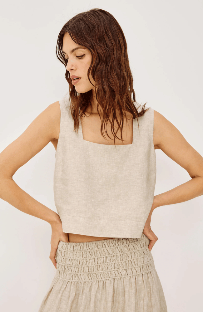 AKIRA TOP in HEATHERED FLAX-RAILS-FLOW BY NICOLE CANADA