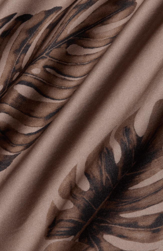 AKIYA SATIN MAXI DRESS in HAZELNUT MULTI LARGE PALM-L'AGENCE-FLOW BY NICOLE CANADA