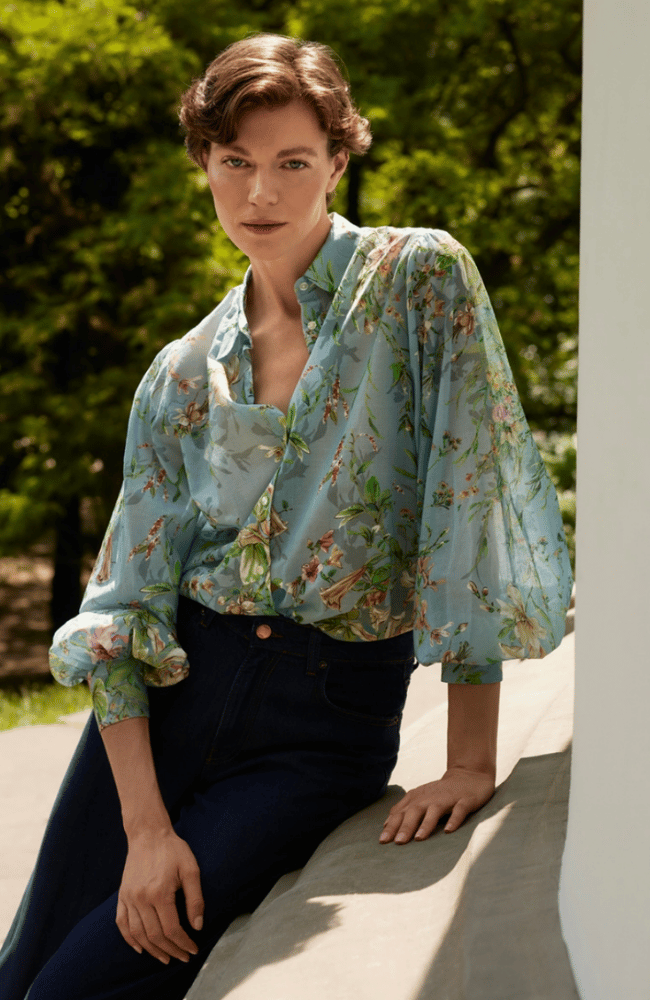 ALICIA BLOUSE in BLUE GREEN-EMANOU-FLOW BY NICOLE CANADA