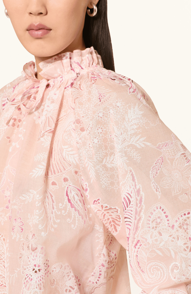 AMELIE 26 BLOUSE in POWDERED BLUSH-EMANOU-FLOW BY NICOLE CANADA