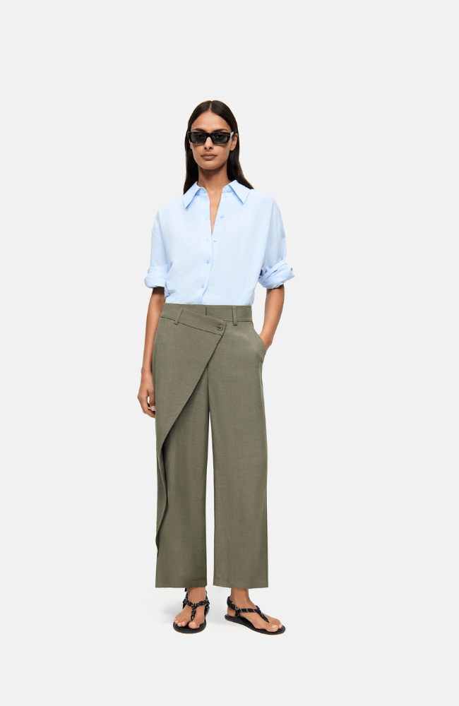ANAIS CROPPED PANT in DUSTY OLIVE-CAMBIO-FLOW BY NICOLE CANADA
