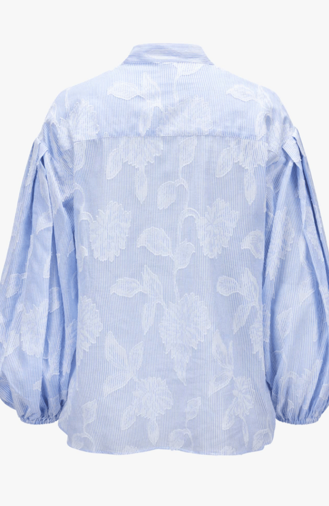AURORE BLOUSE in WHITE BLUE-EMANOU-FLOW BY NICOLE CANADA