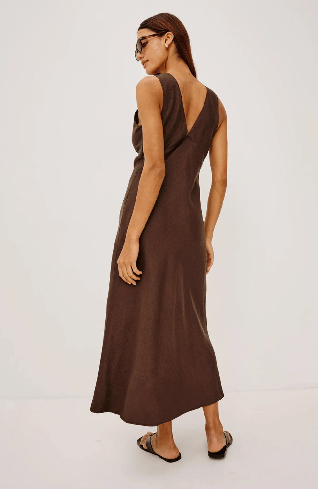 AVAINNA DRESS in ESPRESSO-RAILS-FLOW BY NICOLE CANADA