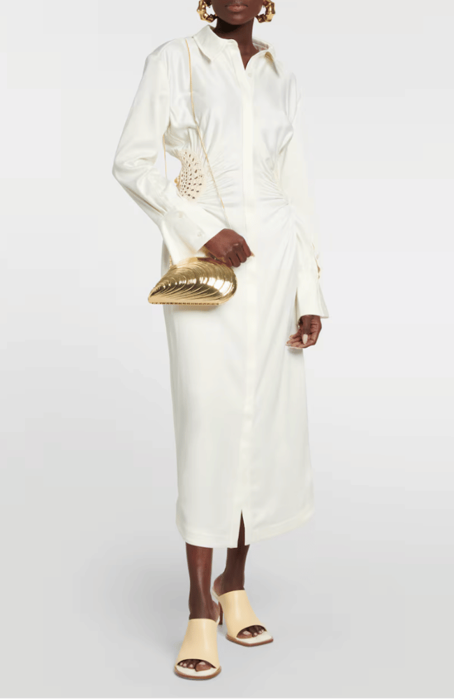 BRIDGET METAL OYSTER SHELL CLUTCH in GOLD-SIMKHAI-FLOW BY NICOLE CANADA