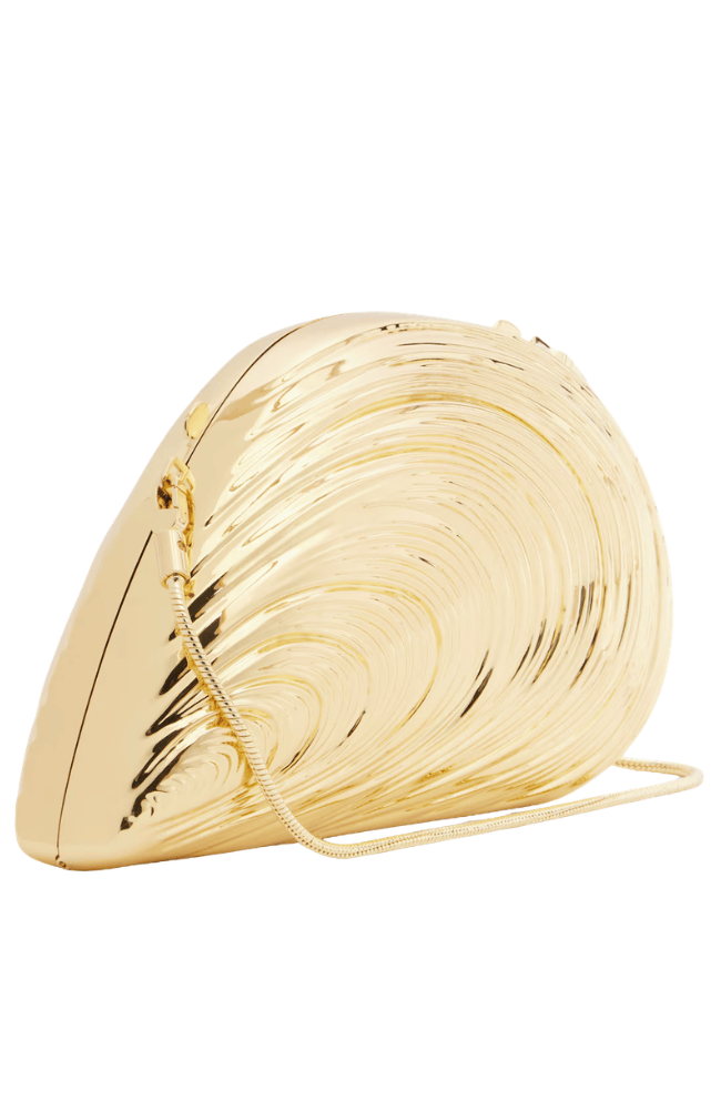 BRIDGET METAL OYSTER SHELL CLUTCH in GOLD-SIMKHAI-FLOW BY NICOLE CANADA