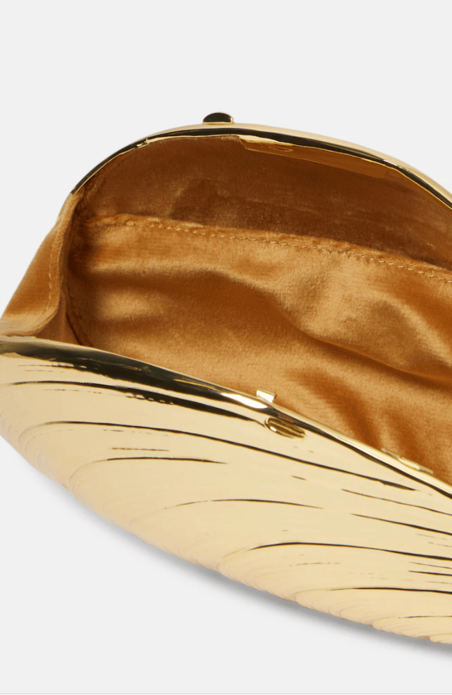 BRIDGET METAL OYSTER SHELL CLUTCH in GOLD-SIMKHAI-FLOW BY NICOLE CANADA