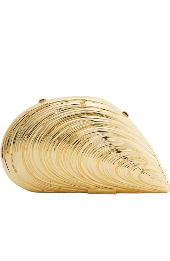 BRIDGET METAL OYSTER SHELL CLUTCH in GOLD-SIMKHAI-FLOW BY NICOLE CANADA