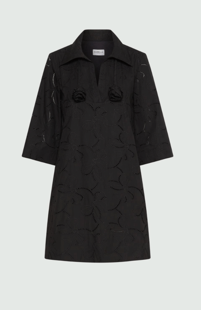 BRODERIE ANGLAISE POPLIN DRESS in BLACK-MARELLA by MAX MARA-FLOW BY NICOLE CANADA