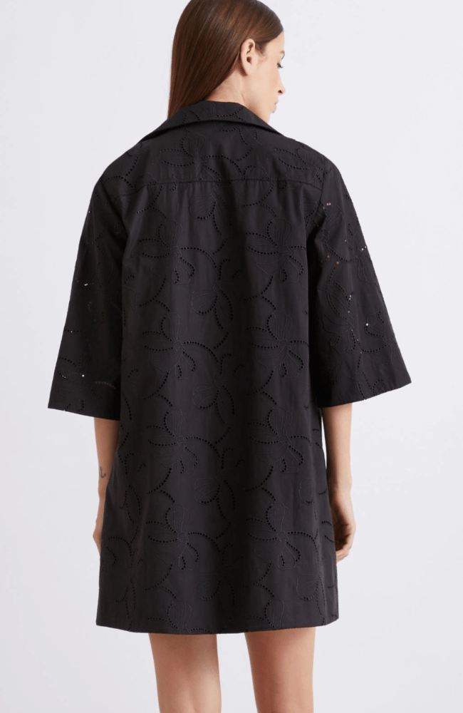 BRODERIE ANGLAISE POPLIN DRESS in BLACK-MARELLA by MAX MARA-FLOW BY NICOLE CANADA