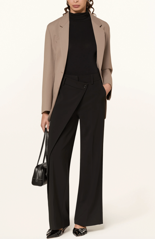 ANAIS WRAP FRONT PANT in BLACK-CAMBIO-FLOW BY NICOLE CANADA