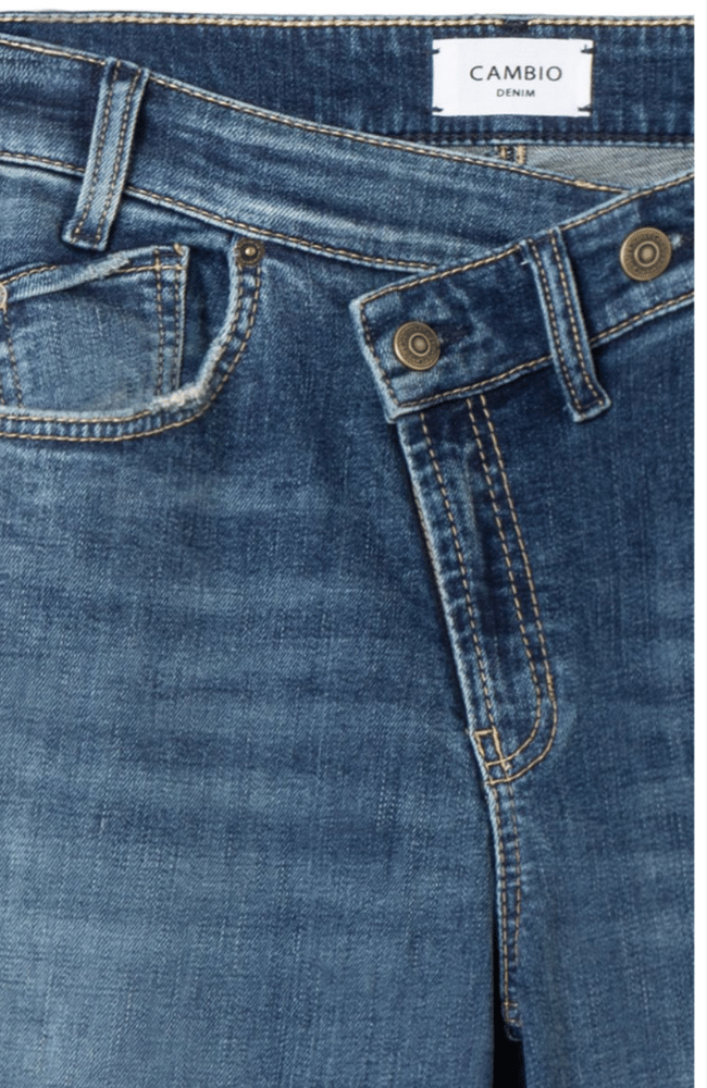 BAGGY ASYMMETRICAL CROSSOVER JEAN in OCEAN GLOW-CAMBIO-FLOW BY NICOLE CANADA