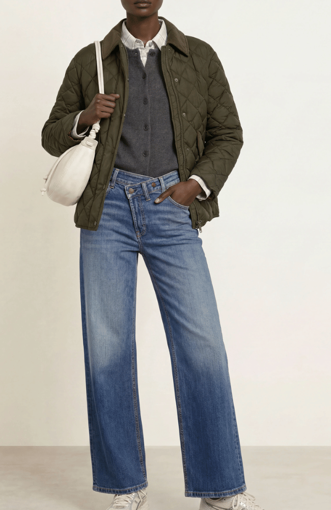 BAGGY ASYMMETRICAL CROSSOVER JEAN in OCEAN GLOW-CAMBIO-FLOW BY NICOLE CANADA