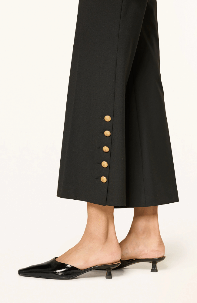 FRANCE STATEMENT SLIT PANT in BLACK-CAMBIO-FLOW BY NICOLE CANADA