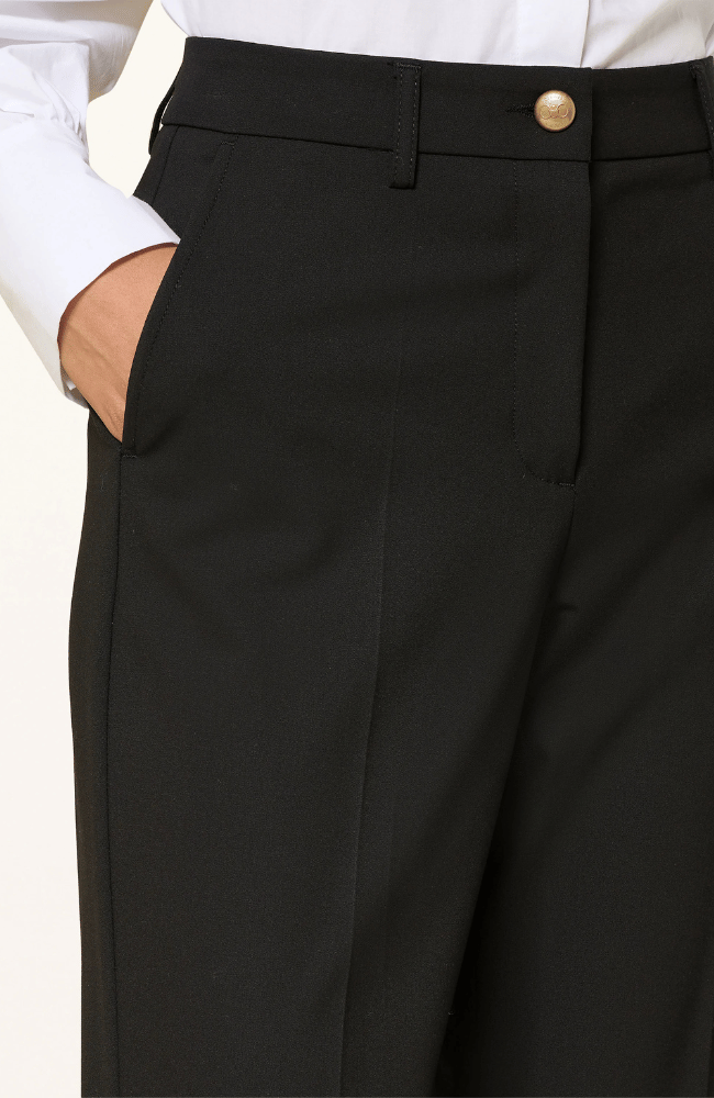 FRANCE STATEMENT SLIT PANT in BLACK-CAMBIO-FLOW BY NICOLE CANADA