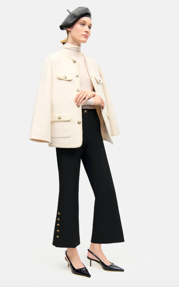 FRANCE STATEMENT SLIT PANT in BLACK-CAMBIO-FLOW BY NICOLE CANADA