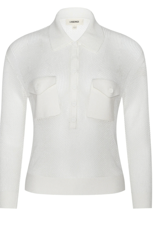 CARINE POINTELLE COLLARED SWEATER in IVORY-L'AGENCE-FLOW BY NICOLE CANADA