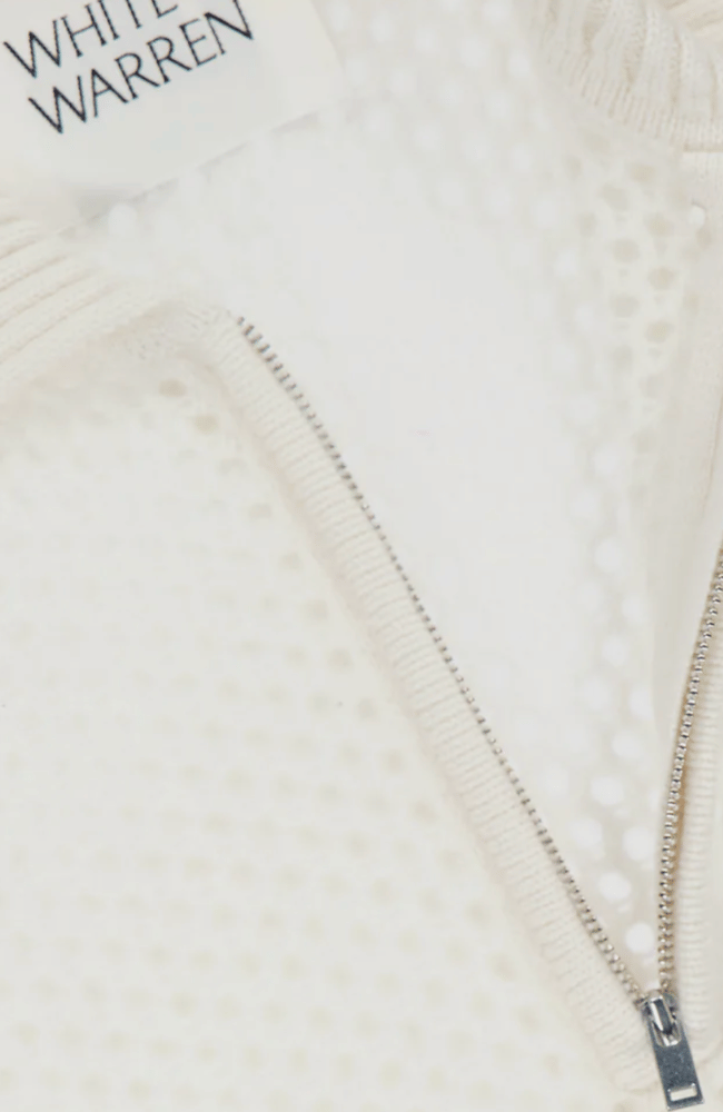 CASHMERE MESH POLO in SOFT WHITE-WHITE and WARREN-FLOW BY NICOLE CANADA