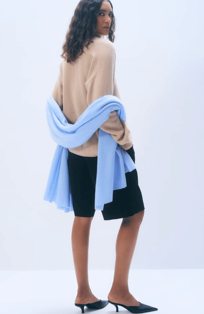 CASHMERE TRAVEL WRAP in BLUE VAPOR-WHITE and WARREN-FLOW BY NICOLE CANADA