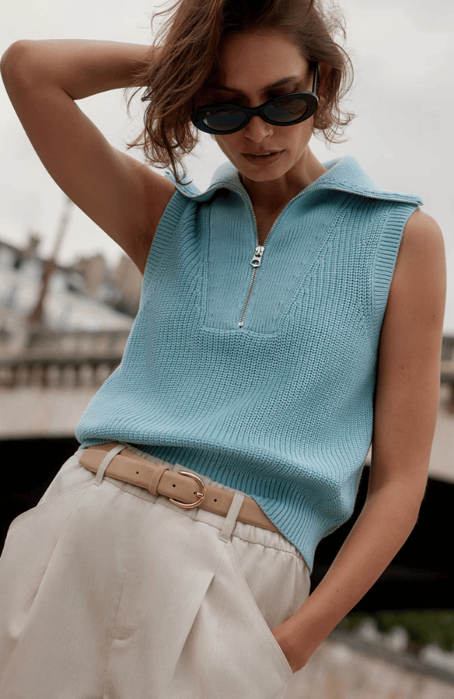 CLIFFORD HALF ZIP in PORCELAIN BLUE-Varley-FLOW BY NICOLE CANADA