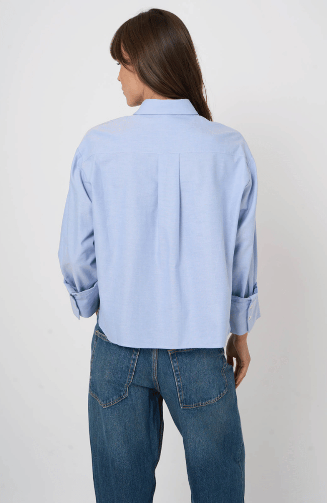 COTTON FRENCH CUFF BLOUSE in OCEAN-REPEAT-FLOW BY NICOLE CANADA