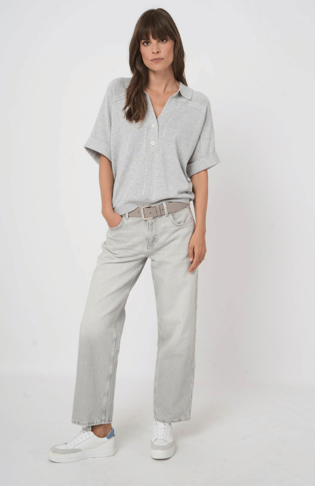 COTTON KNITTED PULLOVER in SOFT GRAY-REPEAT-FLOW BY NICOLE CANADA