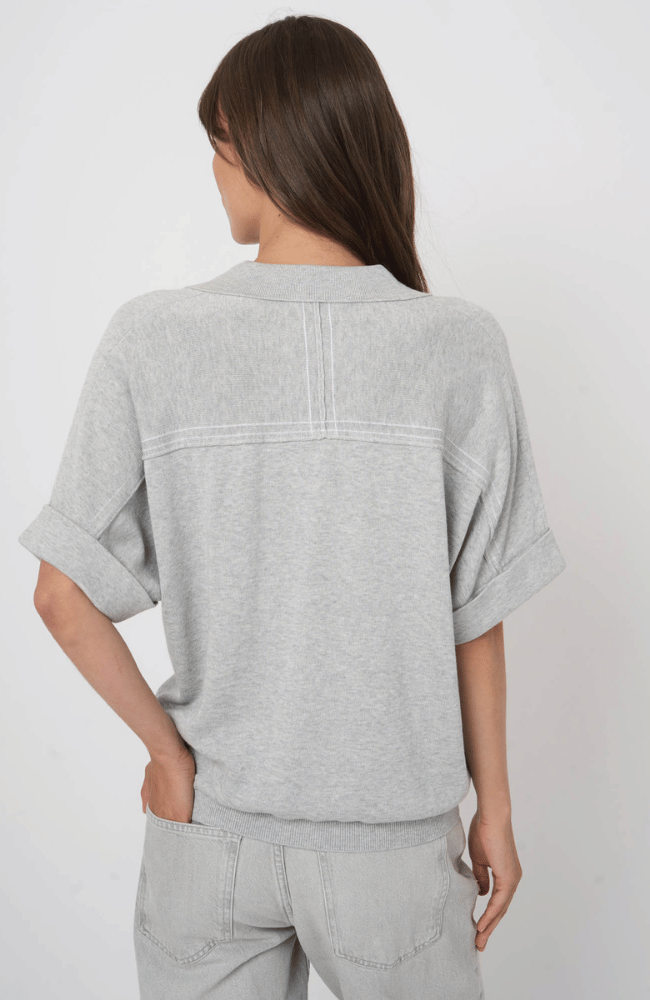 COTTON KNITTED PULLOVER in SOFT GRAY-REPEAT-FLOW BY NICOLE CANADA
