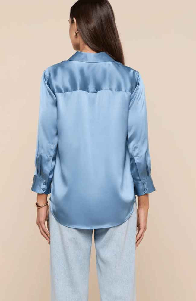 DANI SILK BLOUSE in BLUE MIST-L'AGENCE-FLOW BY NICOLE CANADA