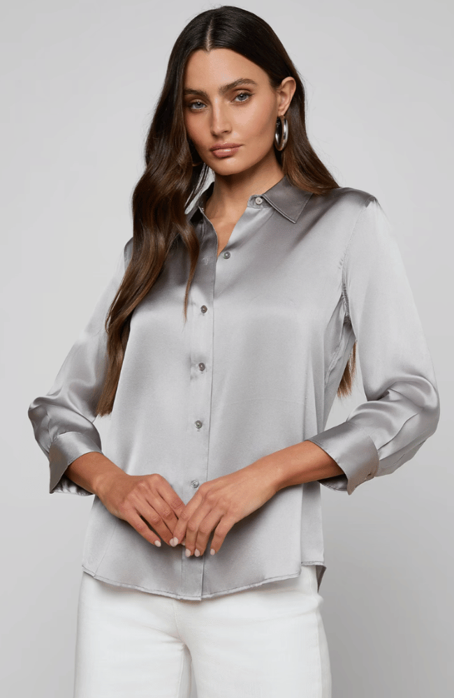 DANI SILK BLOUSE in LIGHT PEWTER-L'AGENCE-FLOW BY NICOLE CANADA