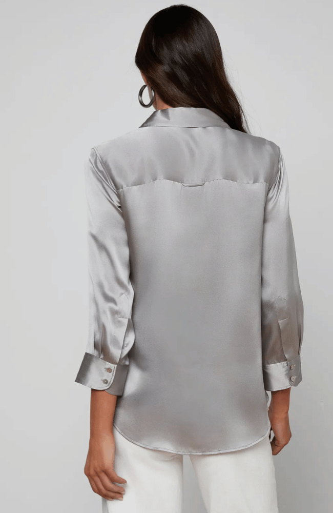 DANI SILK BLOUSE in LIGHT PEWTER-L'AGENCE-FLOW BY NICOLE CANADA