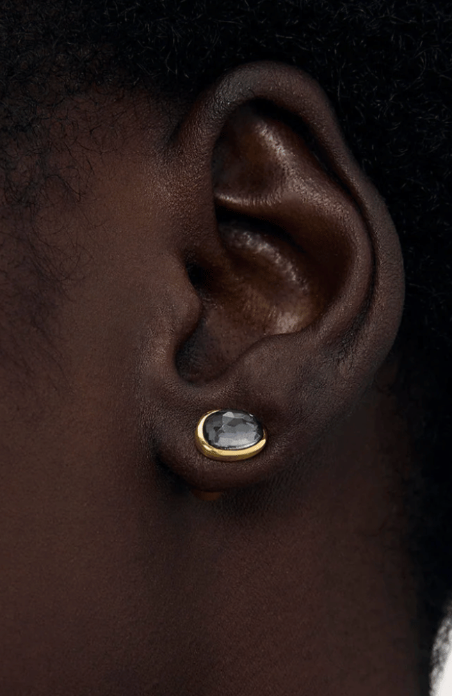 CALA STUD EARRINGS in IRIDESCENT HEMATITE-DEAN DAVIDSON-FLOW BY NICOLE CANADA