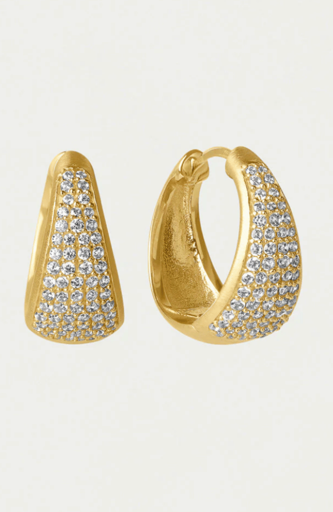 MARGAUX PAVÉ HUGGIE HOOPS in GOLD-DEAN DAVIDSON-FLOW BY NICOLE CANADA