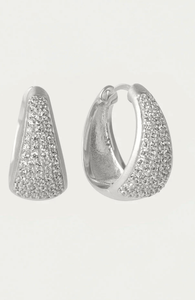 MARGAUX PAVÉ HUGGIE HOOPS in SILVER-DEAN DAVIDSON-FLOW BY NICOLE CANADA