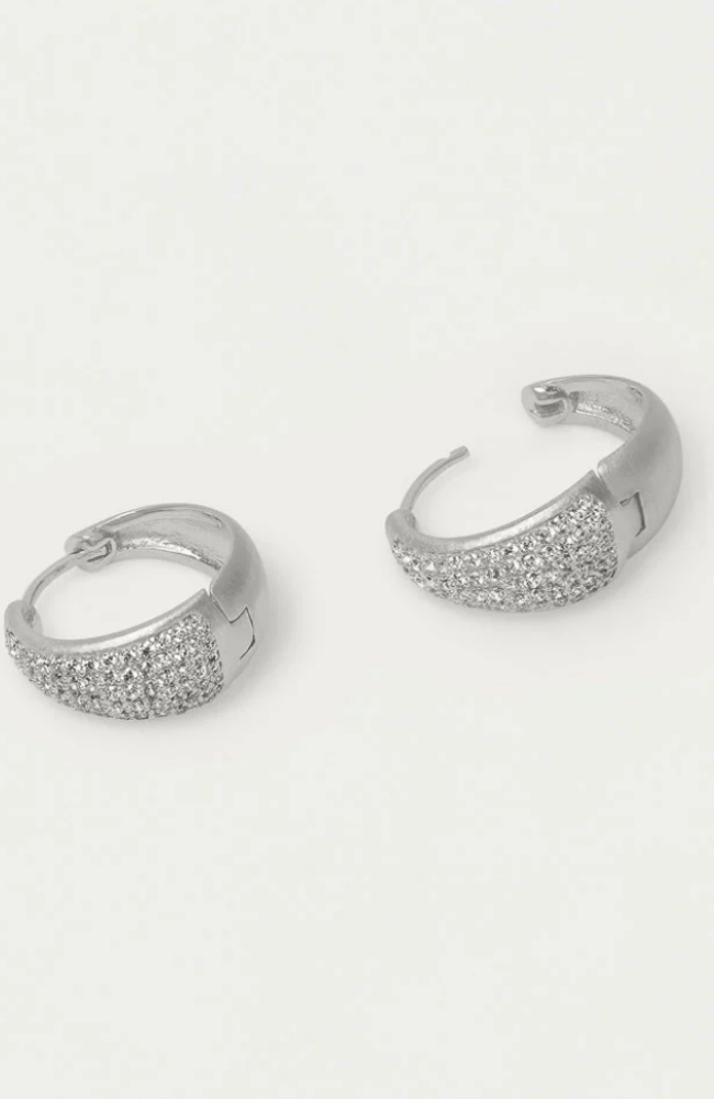 MARGAUX PAVÉ HUGGIE HOOPS in SILVER-DEAN DAVIDSON-FLOW BY NICOLE CANADA