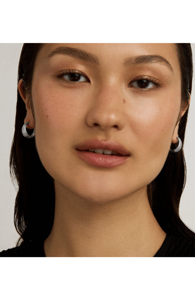 MARGAUX PAVÉ HUGGIE HOOPS in SILVER-DEAN DAVIDSON-FLOW BY NICOLE CANADA