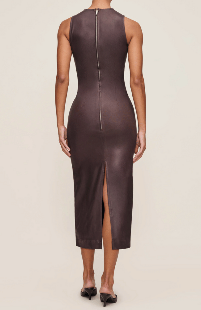 ESME MIDI DRESS in WALNUT COATED-DL1961-FLOW BY NICOLE CANADA