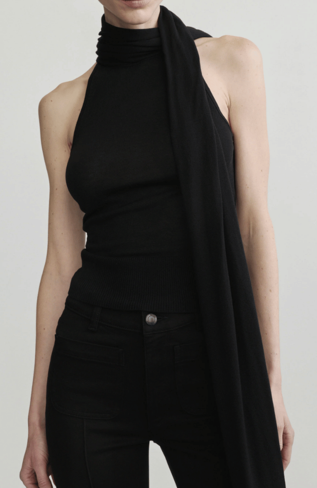 SCARF TIE TOP in BLACK-DL1961-FLOW BY NICOLE CANADA