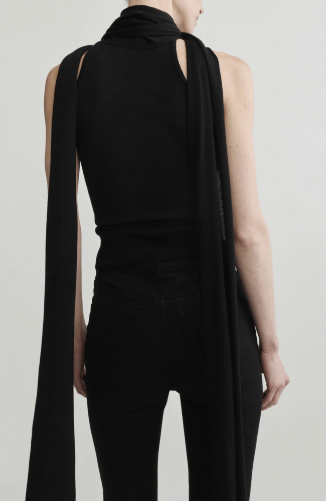 SCARF TIE TOP in BLACK-DL1961-FLOW BY NICOLE CANADA