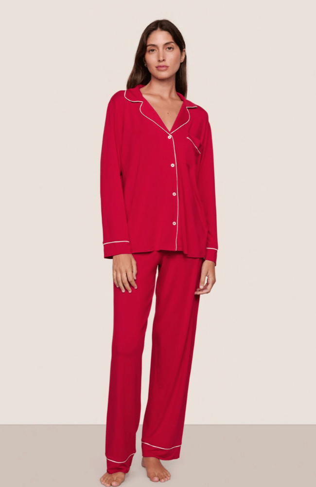 GISELE LONG PJ SET in HOLLY RED / IVORY-EBERJEY-FLOW BY NICOLE CANADA