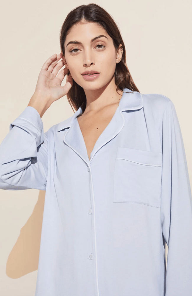 GISELE LONG PJ SET in ICE BLUE/IVORY-EBERJEY-FLOW BY NICOLE CANADA