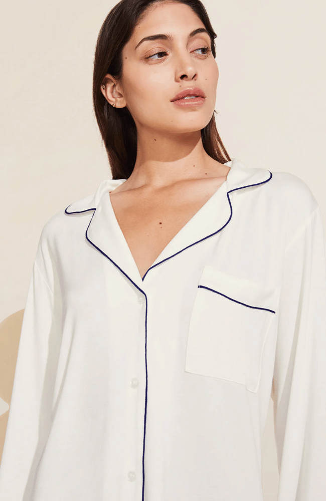 GISELE LONG PJ SET in PURE IVORY / NAVY-EBERJEY-FLOW BY NICOLE CANADA