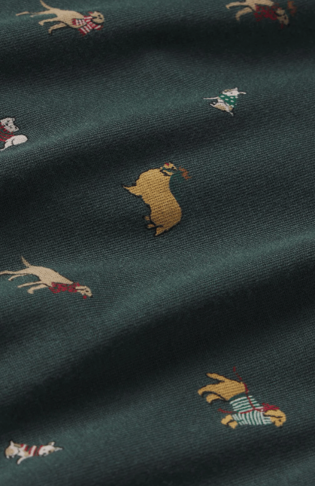 GISELE PRINTED LONG PJ SET in HOLIDAY DOGS PINE/IVORY-EBERJEY-FLOW BY NICOLE CANADA