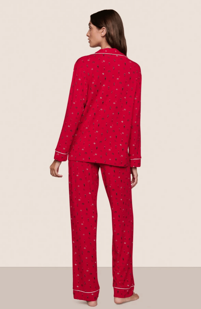 GISELE PRINTED LONG PJ SET in NUTCRACKER HOLLY RED/IVORY-EBERJEY-FLOW BY NICOLE CANADA