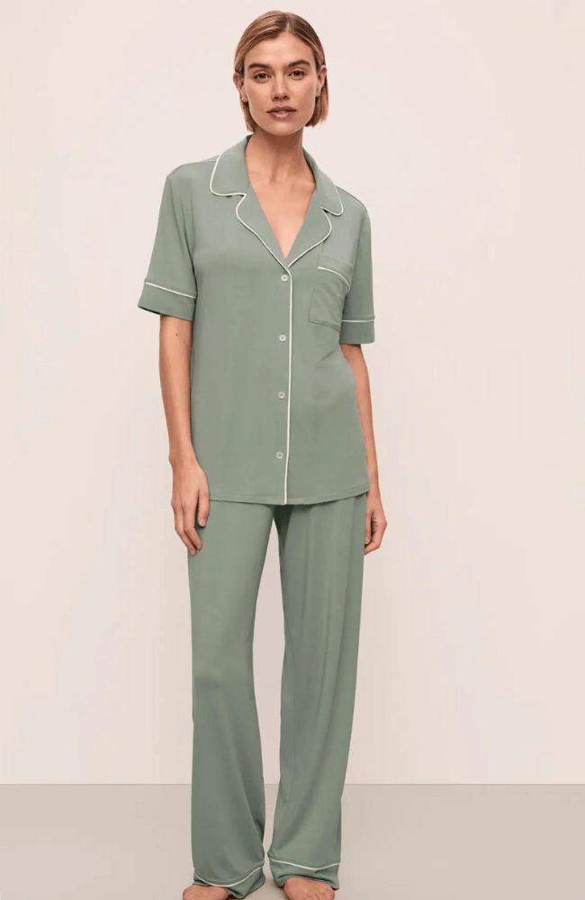 GISELE SHORT SLEEVE PANT PJ SET in UECALYPTUS/IVORY-EBERJEY-FLOW BY NICOLE CANADA