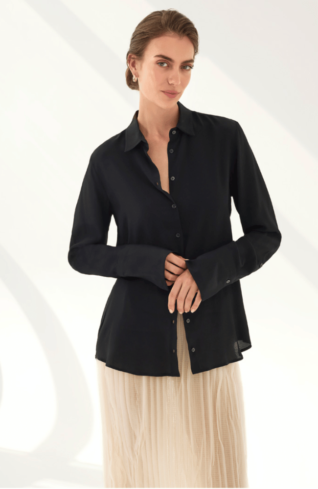 NEW VOYAGE BLOUSE in BLACK-EMANOU-FLOW BY NICOLE CANADA