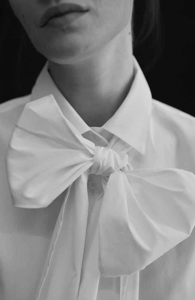 NEW VOYAGE BOW BLOUSE in WHITE-EMANOU-FLOW BY NICOLE CANADA