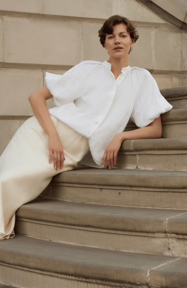 SOPHIE BLOUSE in WHITE-EMANOU-FLOW BY NICOLE CANADA