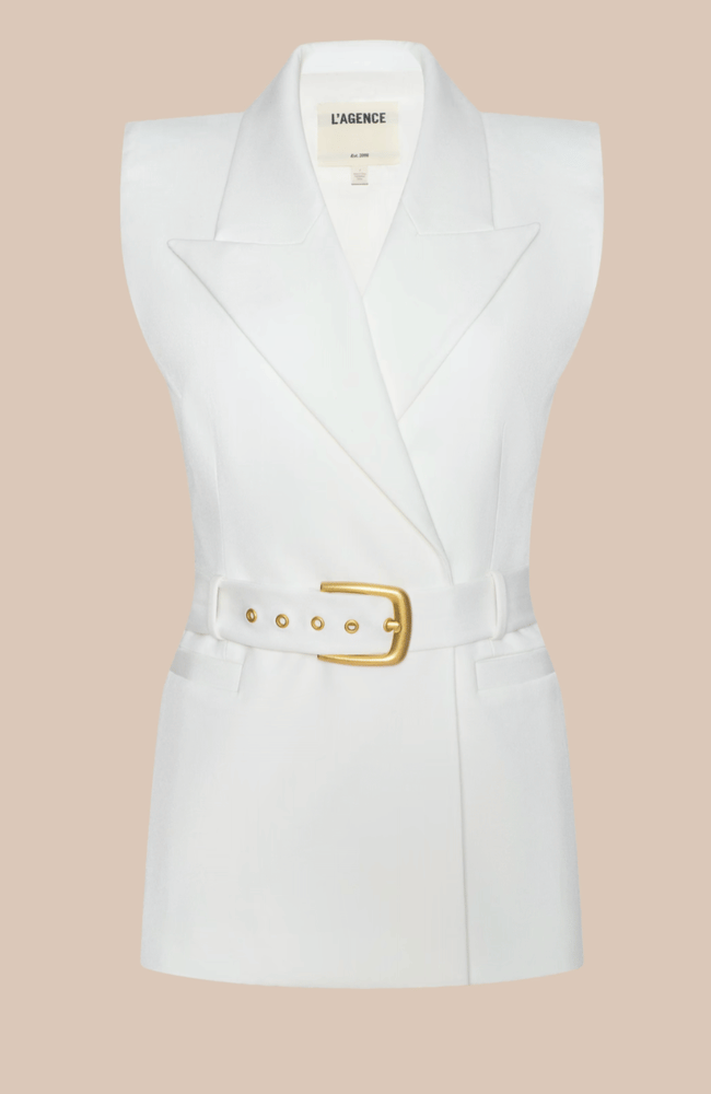 EMERLY VEST in WHITE-L'AGENCE-FLOW BY NICOLE CANADA