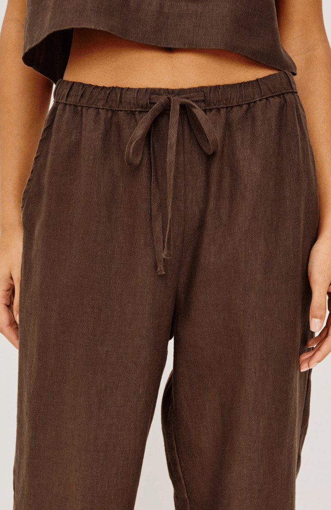 EMMIE LINEN PANT in ESPRESSO-RAILS-FLOW BY NICOLE CANADA