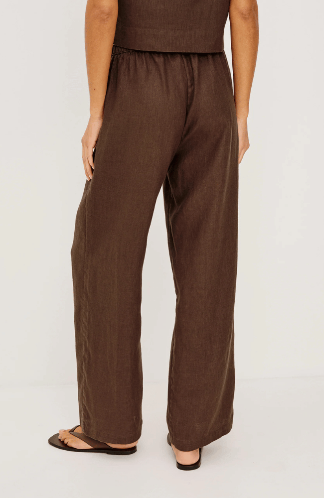 EMMIE LINEN PANT in ESPRESSO-RAILS-FLOW BY NICOLE CANADA