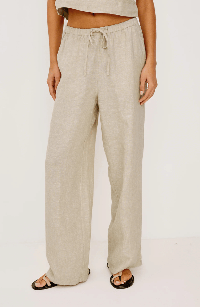 EMMIE PANTS in HEATHERED FLAX-RAILS-FLOW BY NICOLE CANADA